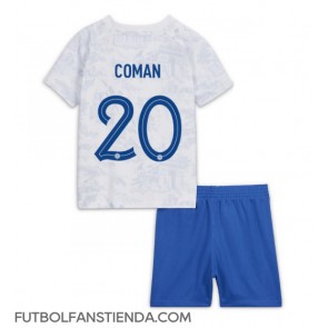 Francia Kingsley Coman #20 Segunda Equipación Niños Mundial 2022 Manga Corta (+ Pantalones cortos)